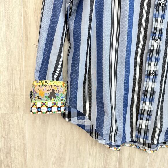 ROBERT GRAHAM Shirt Men’s XL METROPOLIS BIG CITY Contrasting Collar Cuffs - Picture 4 of 16